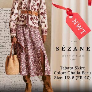 NWT Sezane - Tabata Skirt in Ghalia Ecru Print - Size US 8